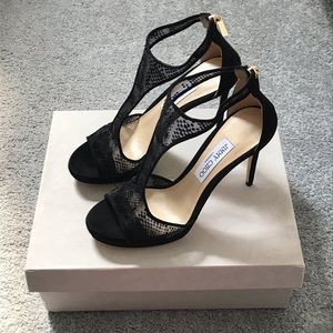 jimmy choo lana black mesh heel size 9